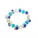 Sapphire Blue, Aqua and Crystal Bracelet- Faceted Beads