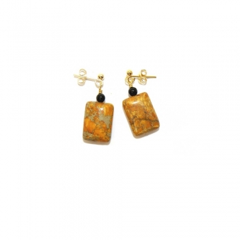 Sea Sediment Earrings - With Onyx Spacers