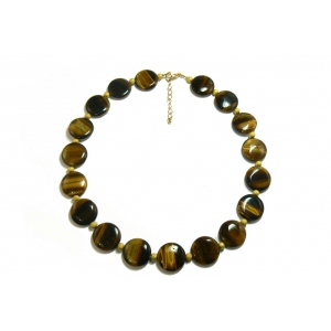 Tiger's Eye Necklace - Rich Brown Button Beads Tiger's Eye Necklace - Rich Brown Button Beads